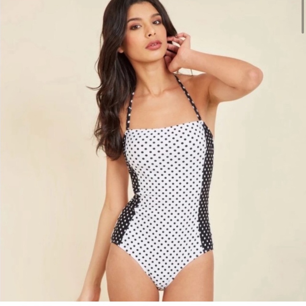 DownEast for ModCloth Darling Black and White Polka Dot One-piece swimsuit